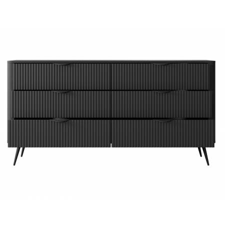 Komoda z szufladami 163 cm ryflowane fronty zaokrąglone boki LANETT